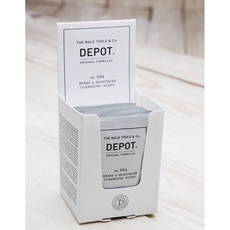 Depot 504 Очищаючі вологі серветки для вусів і бороди, №12