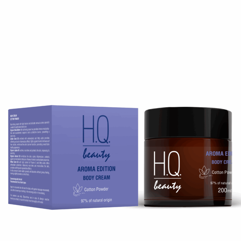H.Q.Beauty АРОМА ЕДІШН Поживний крем для тіла з олією бавовни та пудровим ароматом, 200мл
